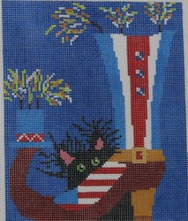 click here to view larger image of 4th of July Cat (hand painted canvases)