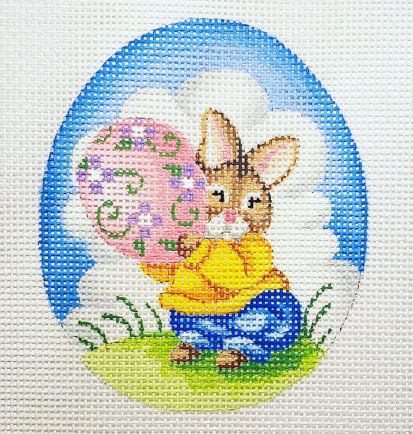 click here to view larger image of Rabbit Holding Egg (hand painted canvases)