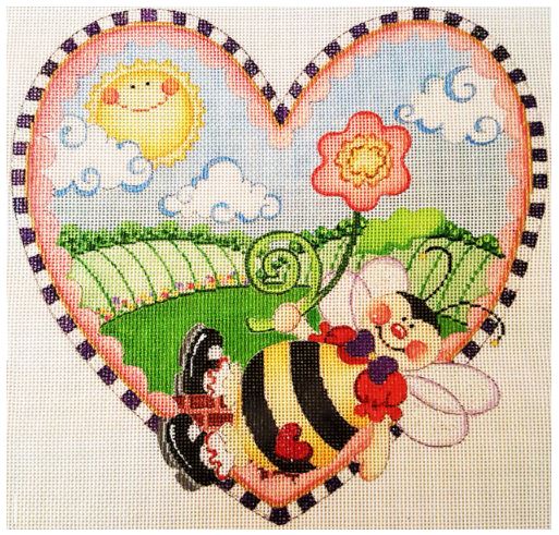 click here to view larger image of Sunny Heart w/Bee   (hand painted canvases)