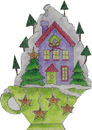 click here to view larger image of Village in a Cup - Purple House (hand painted canvases)