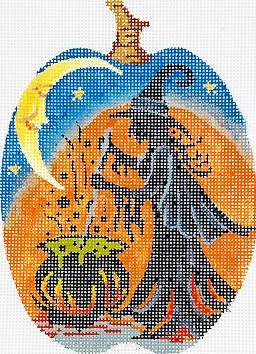 click here to view larger image of Cauldron Witch Silhouette Pumpkin (hand painted canvases)