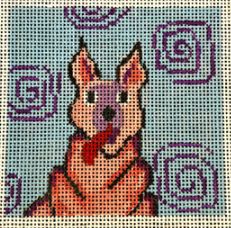 click here to view larger image of Coaster Dog Pink (hand painted canvases)