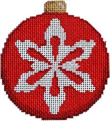 click here to view larger image of Snowflake on Red Ball Ornament (hand painted canvases)