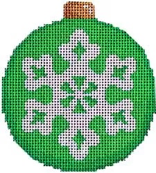 click here to view larger image of Snowflake on Green Ball Ornament (hand painted canvases)