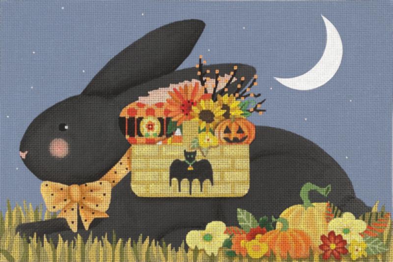 click here to view larger image of Halloween Basket Bunny (hand painted canvases)