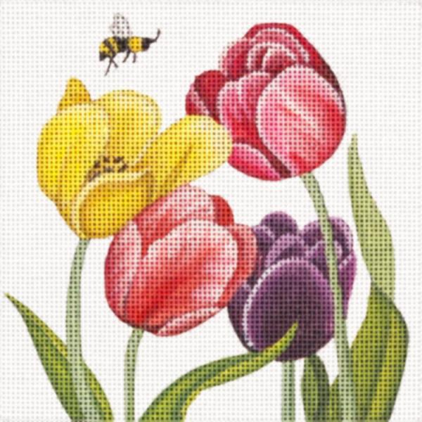 click here to view larger image of Tulips and Bee (hand painted canvases)