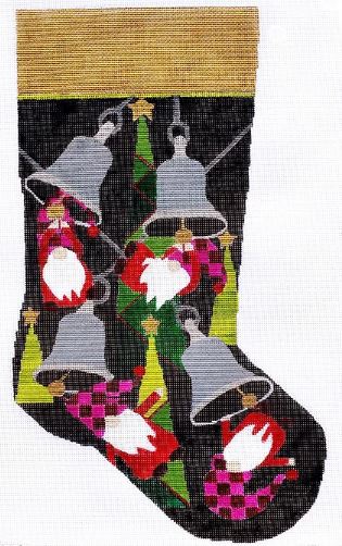 click here to view larger image of Bell Ringers Stocking (hand painted canvases)
