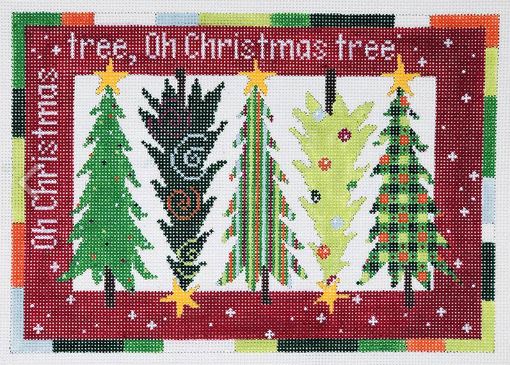 click here to view larger image of Fives - Christmas Trees Bright (hand painted canvases)