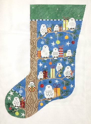 click here to view larger image of Owl Stocking (hand painted canvases)