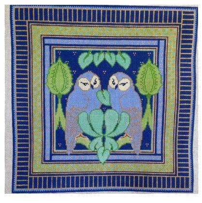 click here to view larger image of Charles Blue Owls (hand painted canvases)