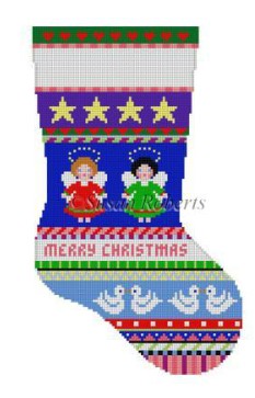 click here to view larger image of Bold Stripe Angels Midi Stocking (hand painted canvases)