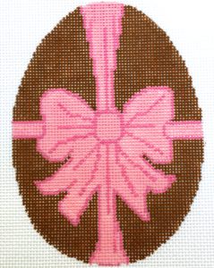 click here to view larger image of Chocolate Egg w/Pink Bow (hand painted canvases)