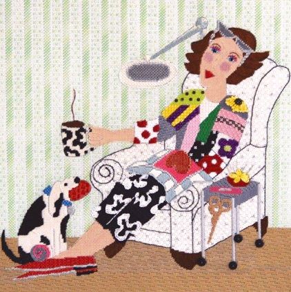 click here to view larger image of Petunia Takes a Break (hand painted canvases)