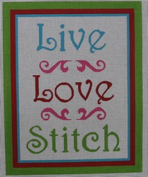 click here to view larger image of Live Love Stitch (hand painted canvases)