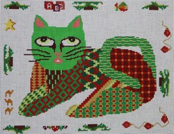 click here to view larger image of Colorful Christmas Cat (hand painted canvases)