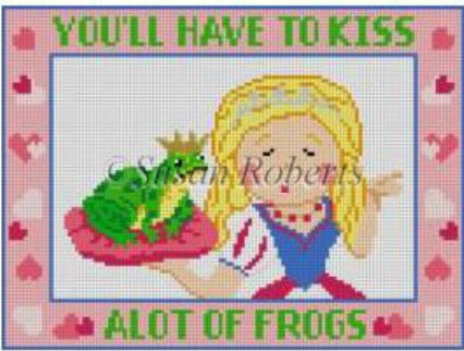 click here to view larger image of Kiss A Lot of Frogs (hand painted canvases)