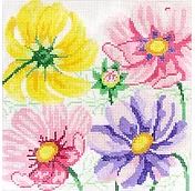click here to view larger image of Small Cosmos Beauties 1 (hand painted canvases)