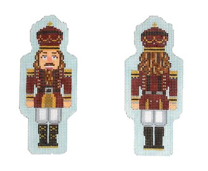 click here to view larger image of Double Sided Nutcracker Ornament - Maroon (hand painted canvases)
