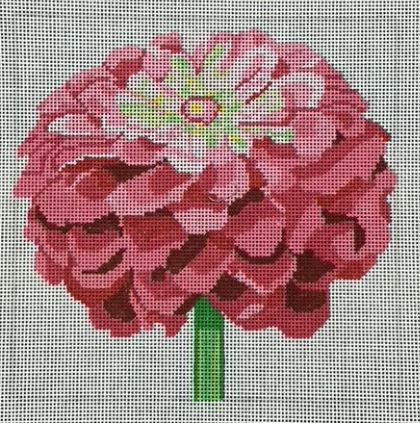click here to view larger image of Simple Flowers - Pink Zinnia (hand painted canvases)