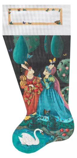 click here to view larger image of Enchanted Rabbit Stocking (hand painted canvases)