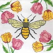 click here to view larger image of Honey Bee and Tulips (hand painted canvases)