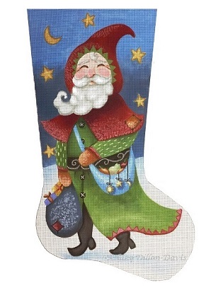 click here to view larger image of Traveling Santa Stocking (hand painted canvases)