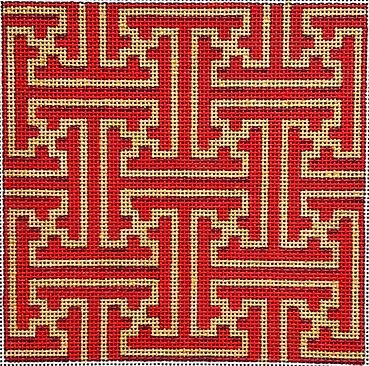 click here to view larger image of Red/Gold Fretwork Square (None Selected)