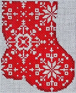 click here to view larger image of Red Snowflake Mini Sock (hand painted canvases)
