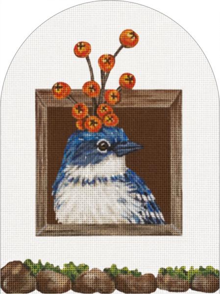 click here to view larger image of Berry Party Window/Blue Bird (hand painted canvases)
