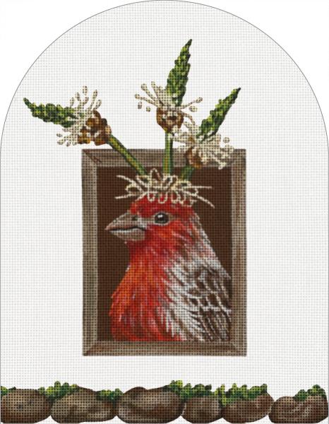 click here to view larger image of Red Bird Party Window (hand painted canvases)