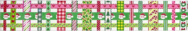 click here to view larger image of Christmas Basket - Woven Ribbons  (hand painted canvases 2)