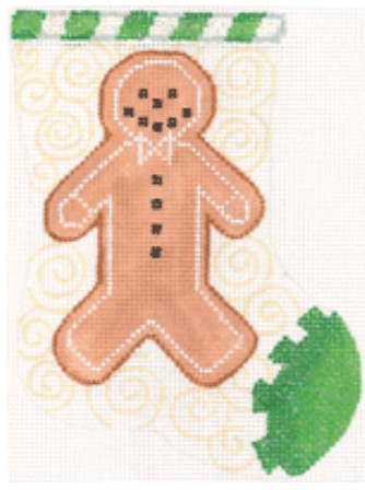 click here to view larger image of Gingerbread Mini Sock - Man (hand painted canvases)
