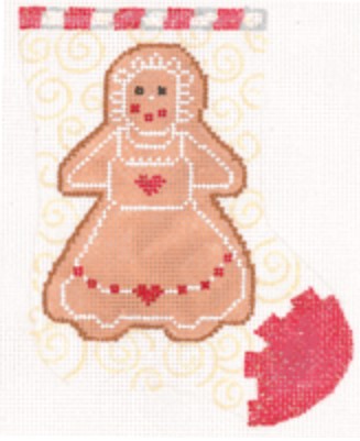 click here to view larger image of Gingerbread Mini Sock - Women (hand painted canvases)