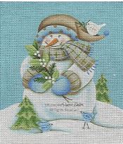 click here to view larger image of Snowman/Mistletoe w/Background (hand painted canvases)