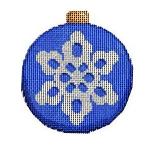 click here to view larger image of Snowflake on Blue Ball Ornament (hand painted canvases)