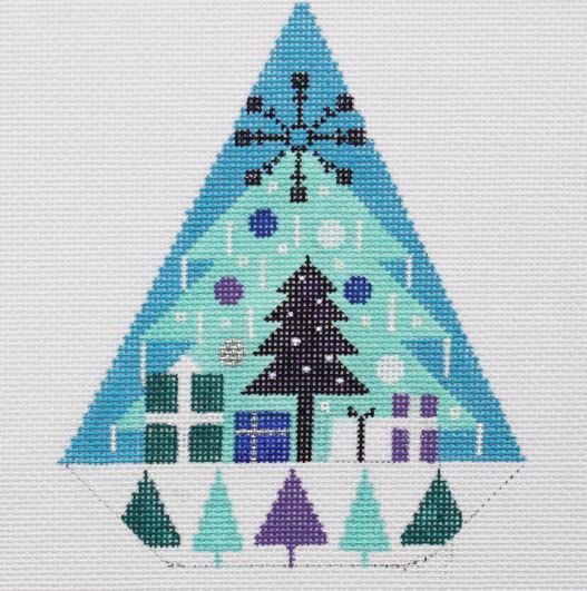 click here to view larger image of Triangle Christmas Ornament - Tree Fantasy (hand painted canvases)