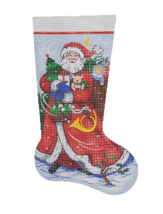 click here to view larger image of Windswept Santa Stocking  (hand painted canvases)