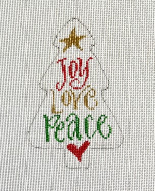 click here to view larger image of Joy Love Peace Ornament (hand painted canvases)