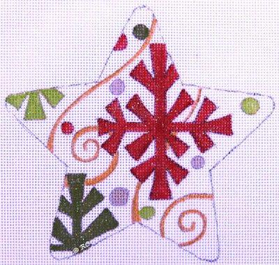 click here to view larger image of Red/Green Snowflake Star  (hand painted canvases)