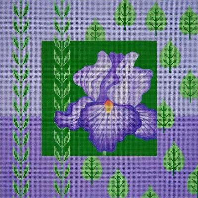 click here to view larger image of Purple Iris & Leaves (hand painted canvases)