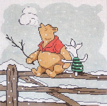 click here to view larger image of Pooh and Piglet on Fence (hand painted canvases)