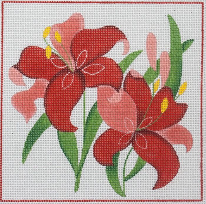 click here to view larger image of Red Lilies (hand painted canvases)