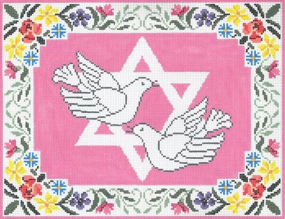 click here to view larger image of Doves Floral Pink Tefillin (hand painted canvases)
