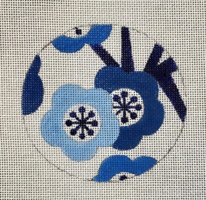 click here to view larger image of Blue Flower Round Ornament - 13M (hand painted canvases)