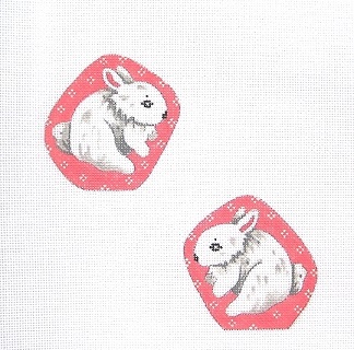 click here to view larger image of White Bunny/Two-Sided/Pink Background (hand painted canvases)