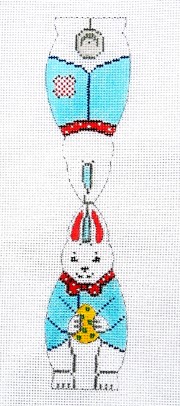click here to view larger image of Two Sided - White Boy Bunny/Egg/Blue Jacket (hand painted canvases)