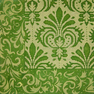 click here to view larger image of Green Damask Patch I (hand painted canvases)