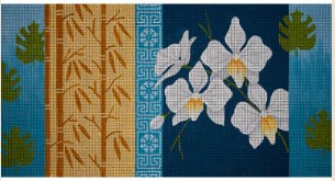 click here to view larger image of Phalaenopsis and Bamboo on Blue (hand painted canvases)