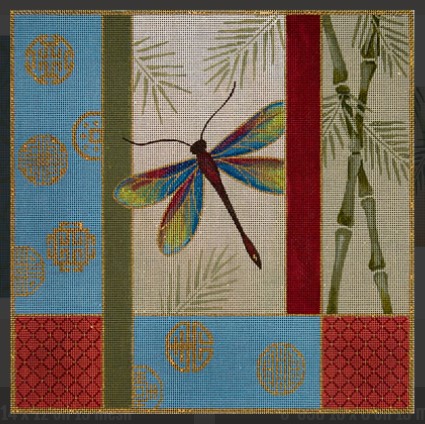 click here to view larger image of Dragonfly/Bamboo and More Coins (hand painted canvases)