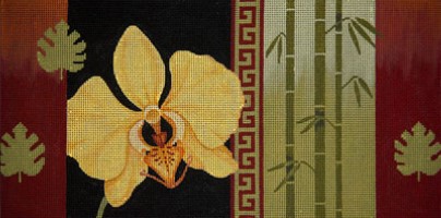 click here to view larger image of Yellow Phalaenopsis and Bamboo (hand painted canvases)